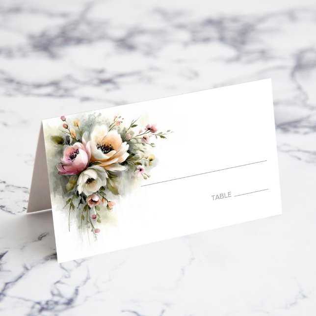 Rustic Pink and Orange Floral Wedding Place Card Placeringskort (Skapare uppladdad)