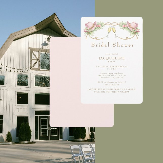 Rustic Pink Cowboy Hat Rustic Bridal Shower Inbjudningar (Skapare uppladdad)