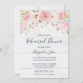 Rustic Pink Floral Spring Rehearsal Dinner Inbjudningar