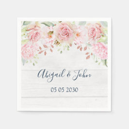 Rustic Pink Floral Spring Wedding Napkin Pappersservett