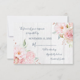 Rustic Pink Floral Spring Wedding Response Card OSA Kort