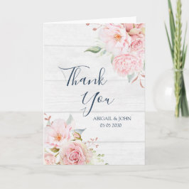 Rustic Pink Floral Spring Wedding Thank You Card Tack Kort
