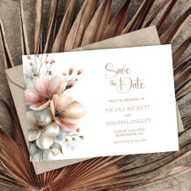Rustic Pink Floral Wedding Save the Date
