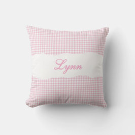 Rustic Pink Gingham Personalized Name Kudde
