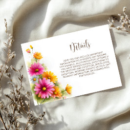 Rustic Pink Orange Floral Wedding Details Tilläggskort