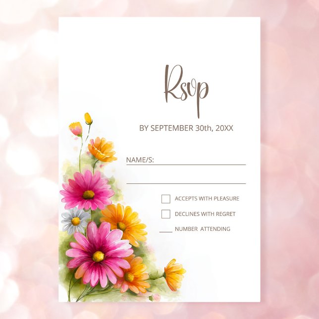 Rustic Pink Orange Floral Wedding RSVP OSA Kort (Skapare uppladdad)
