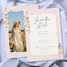 Rustic Pink Romantic Wildflower Wedding Photo Spara Datumet