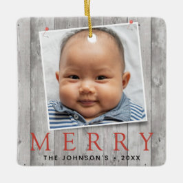 Rustic Pinned Photos Merry Helgdag Julgransprydnad Keramik