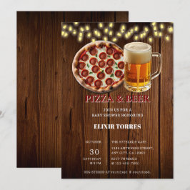 Rustic Pizza & Beer Baby Shower Inbjudningar