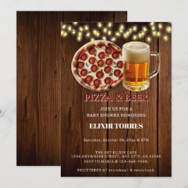 Rustic Pizza & Beer Baby Shower Inbjudningar