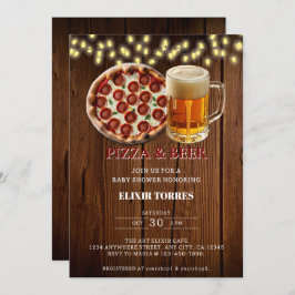 Rustic Pizza & Beer Baby Shower Inbjudningar
