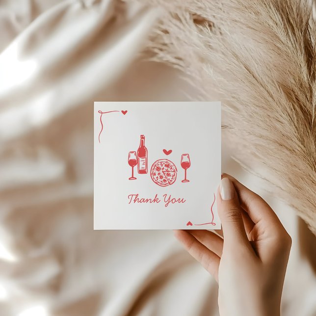 Rustic Pizza & Wine Bröllops Shower Tack Kort (Skapare uppladdad)