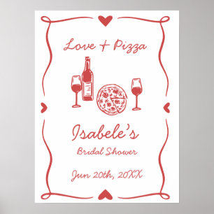 Rustic Pizza & Wine Bröllopsdusch Poster