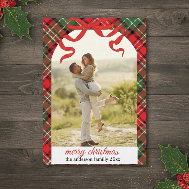 Rustic Plaid Christmas Photo Card Inbjudningar (Skapare uppladdad)