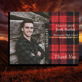 Rustic Plaid  Examenstillkännagivande & Tacksamhet Vykort