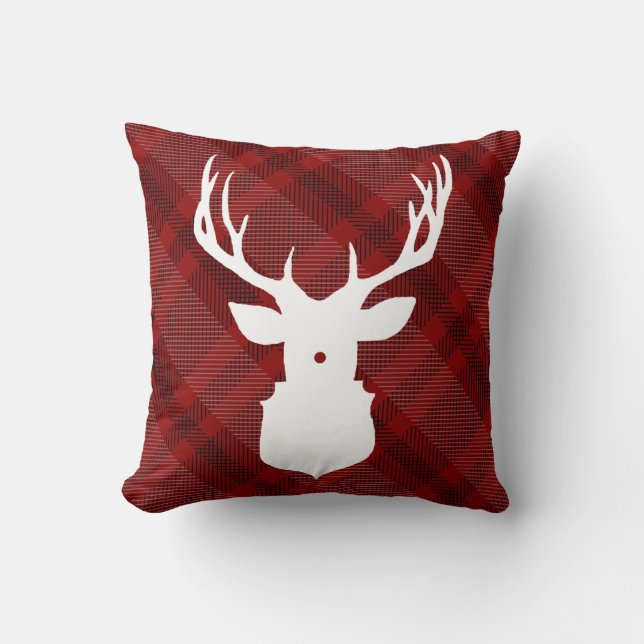 RUSTIC PLAID-HJORT | SNYGGT HELGDAG PILLOW KUDDE (Framsida)
