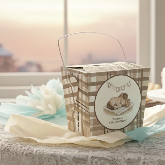 Rustic Plaid Little Cowboy Presentaskar (Baby shower guest favor box)