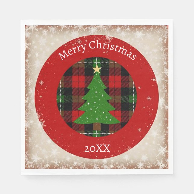 Rustic Plaid Snowflake  Pappersservett (Framsidan)