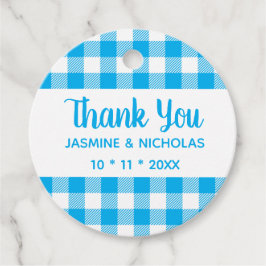 Rustic Play Blue Gingham Bröllop Tack Gåvor Etiketter
