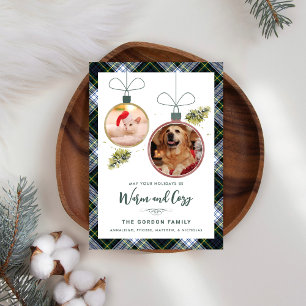 Rustic Play Family jul 2 Pet Photos Tartan Julkort