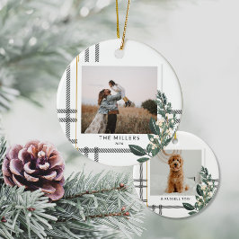 Rustic Play Greenery Helgdag Dubbla Sided Photo Julgransprydnad Keramik