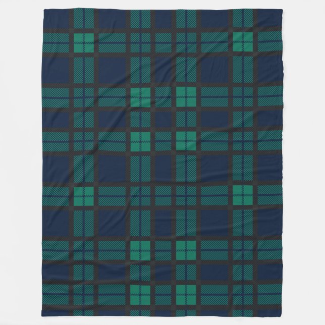 Rustic Play Grönt Check Blackwatch Tartan Fleecefilt (Framsidan)