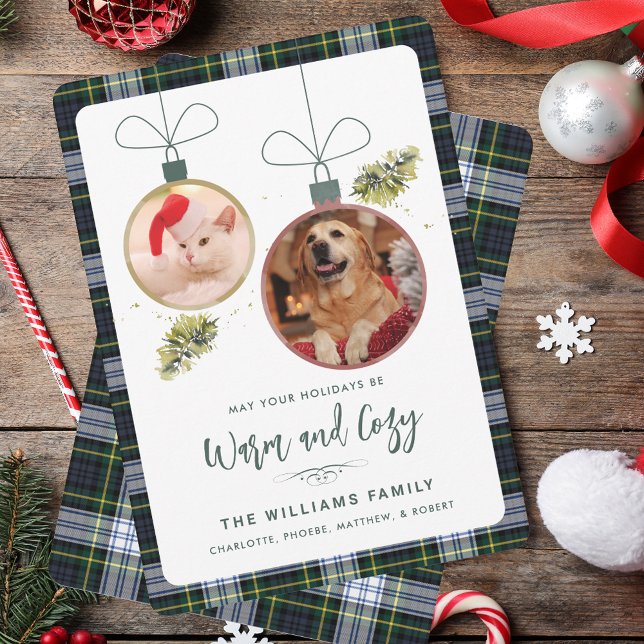Rustic Play jul 2 Foton Tartan Helgdag (Rustic Plaid Christmas 2 Photos Tartan Holiday Cards)