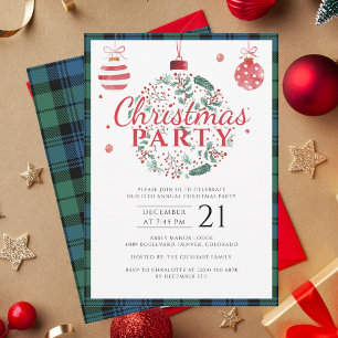 Rustic Play jul Party Festive Tartan Inbjudningar