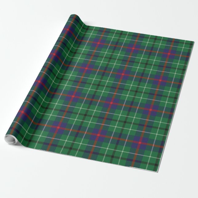 Rustic Play Klan Duncan Grönt Blue Tartan Presentpapper (Utrullad)