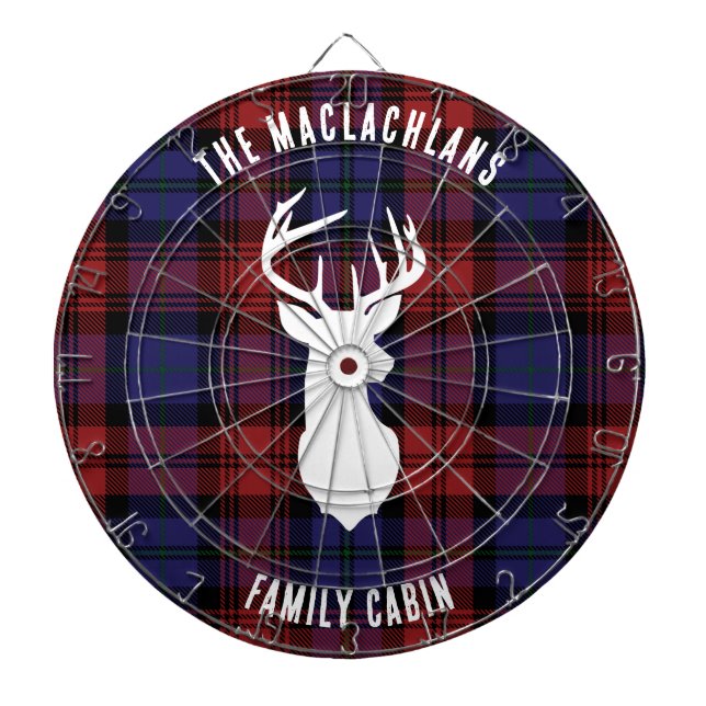 Rustic Play Lila Family Namn Tartan Anpassningsbar Darttavla (Framsidan)