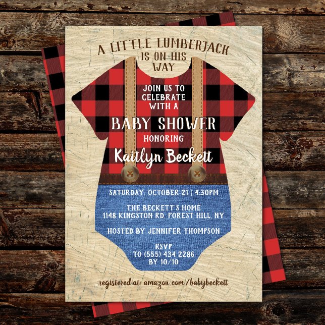 Rustic Play Lumberjack Boys Baby Shower Inbjudningar (Skapare uppladdad)