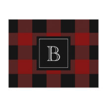 Rustic Play Lumberjack Monogram Initial Red Black