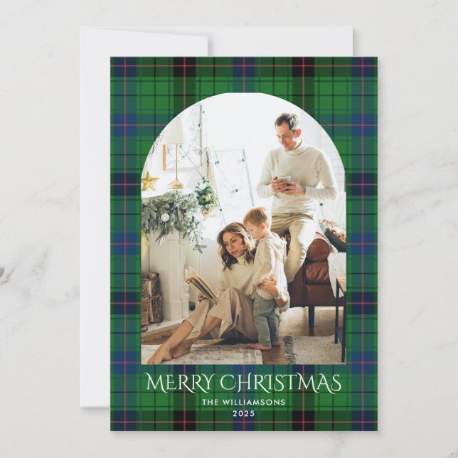 Rustic Play Photo Family jul Tartan Julkort (Framsida)