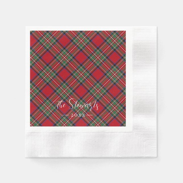 Rustic Play Red Grönt Stewart Tartan Papper Pappersservett (Framsidan)