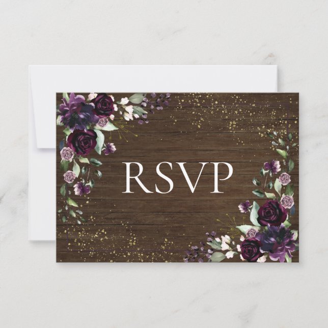 Rustic Plum Lila Guld Wood Fall Wedding OSA (Framsida)