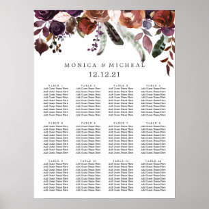 Rustic Plum Sittdiagram för nedre ludd Bröllop Poster