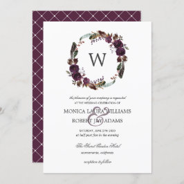 Rustic Plum | Utandningsmonogram Bröllop för Blomm Inbjudningar