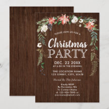 Rustic Poinsettia Blommigt Drop Wood jul Party