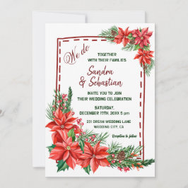 Rustic Poinsettia Blommigt red jul Bröllop Inbjudningar