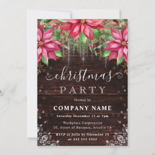 Rustic Poinsettia Floral Companys julfest Inbjudningar
