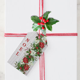 Rustic Poinsettia Garland på Distress Wood Presentetikett