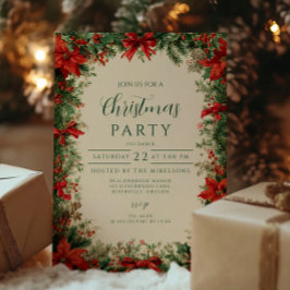Rustic Poinsettia Gräs jul Party Inbjudningar