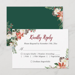 Rustic Poinsettia Ivory Blommigt Julhelg OSA Kort