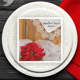 Rustic Poinsettia och Snöre Winter Barn Bröllop Pappersservett