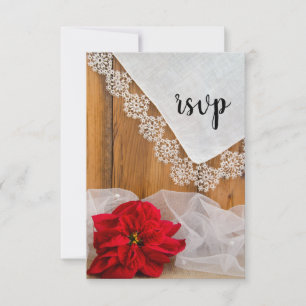 Rustic Poinsettia Snöre Land Winter Wedding OSA Kort