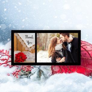 Rustic Poinsettia Snöre Winter Wedding Tack Kort