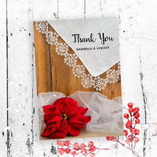 Rustic Poinsettia Snöre Winter Wedding Tack Kort
