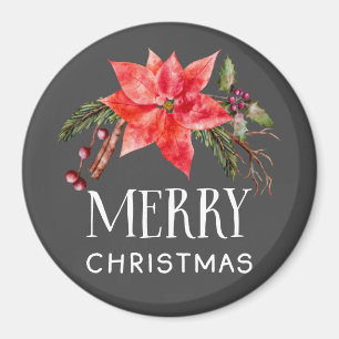 Rustic Poinsettia Wandeme God jul Magnet