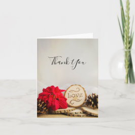 Rustic Poinsettia Woodland Bröllop Tack Kort