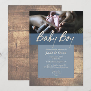 Rustic pojke babyduschinbjudningar inbjudningar